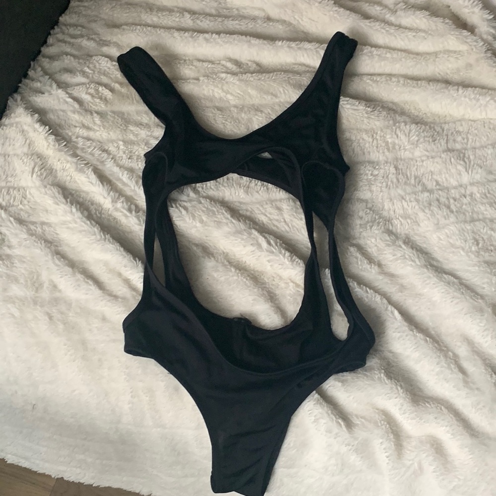 Plumeria Sexy Black One Piece Bathing Suit